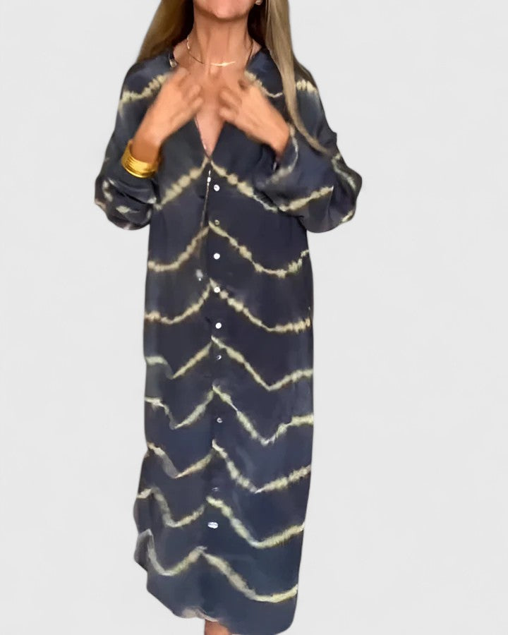 Amelie™ | Elegantes Boho Gestreiftes Maxikleid