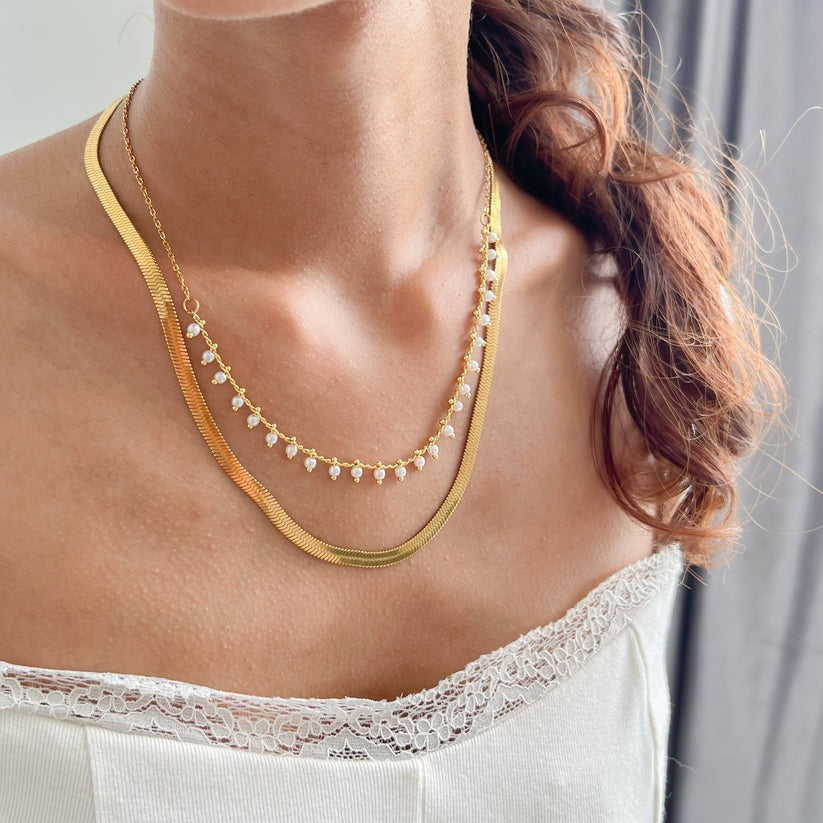 Marizanne | Luxe Snake Choker & Perlenschmuckset 18K Gold