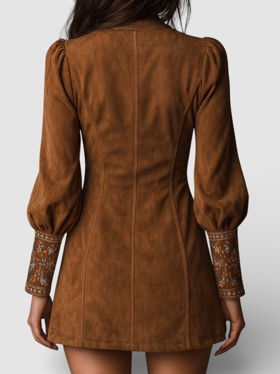 Lunori™ | Besticktes Mini-Suede-Kleid