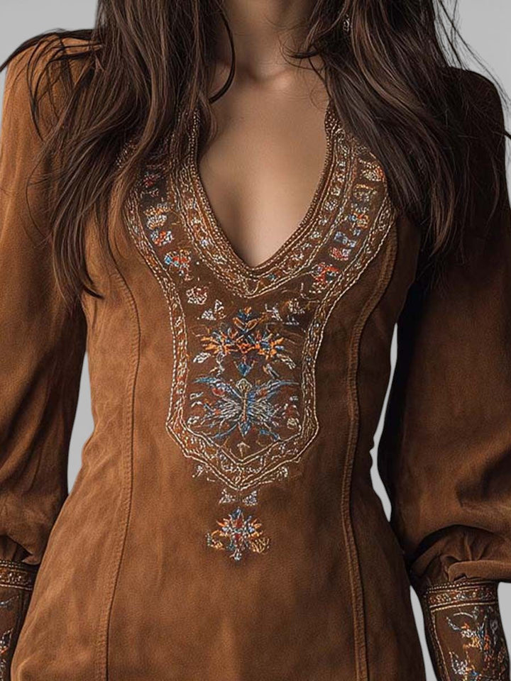 Lunori™ | Besticktes Mini-Suede-Kleid