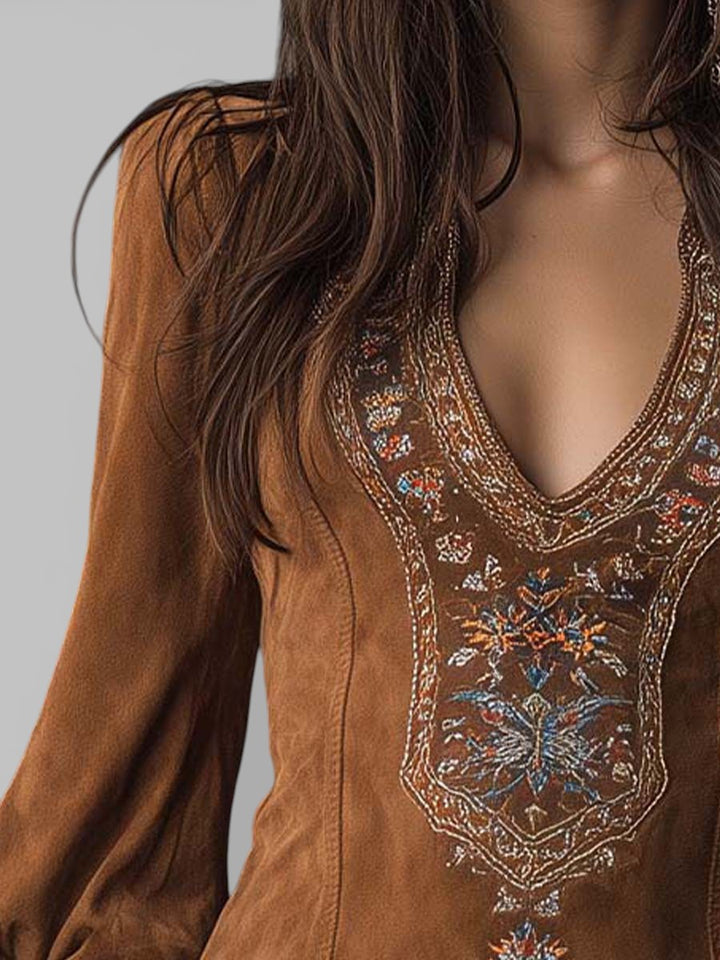 Lunori™ | Besticktes Mini-Suede-Kleid