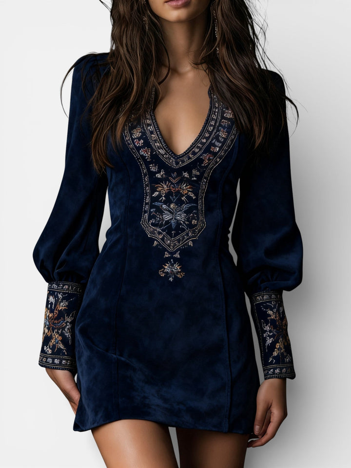 Lunori™ | Besticktes Mini-Suede-Kleid